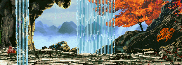autumn scene with waterfalls